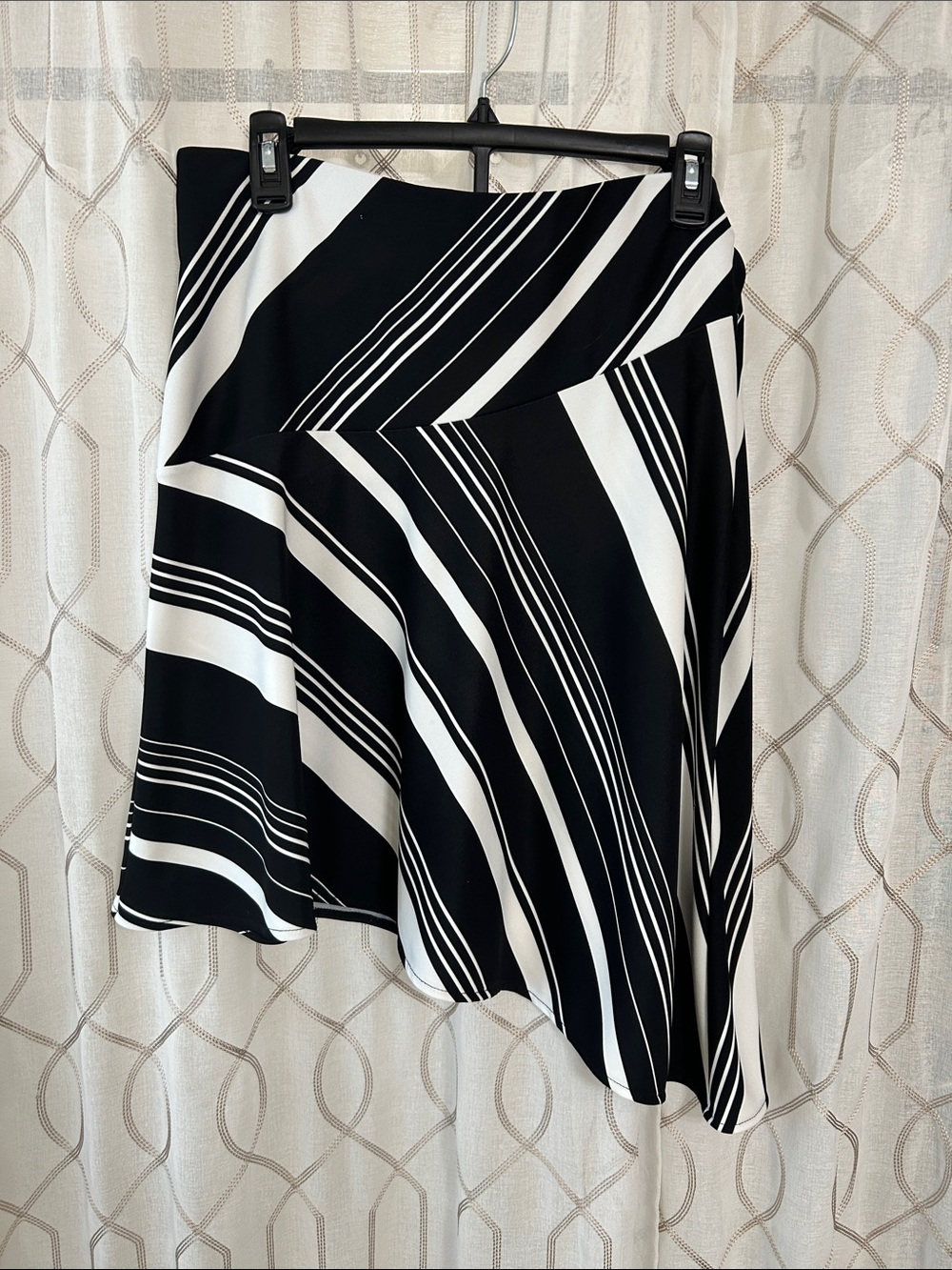 Kenneth Cole Black & White Asymmetrical Stripe Skirt